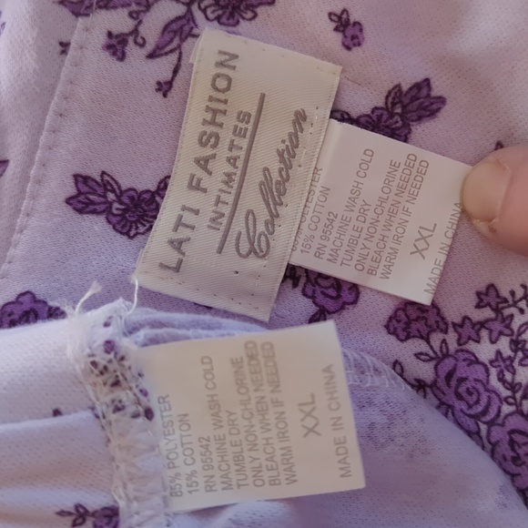 Lati Fashions Floral Piping Two Piece Pajama Set XXL Purple - Picture 2 of 16